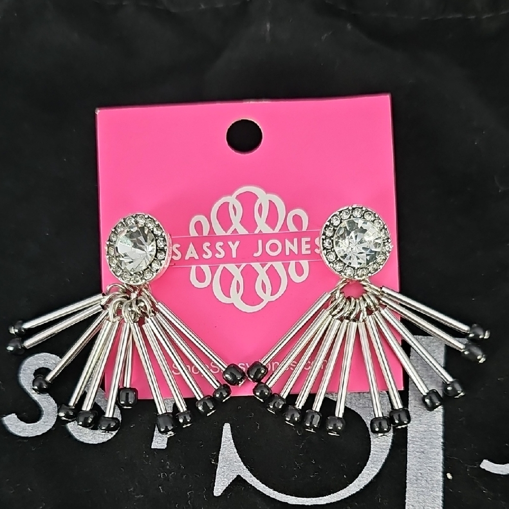 Sassy Jones Dazzling Silver and Black Earrings